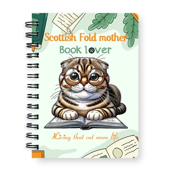 Scottish Fold Mother Book Lover Living That Cat Mom Life Happy Mother's Day Spiral Bound Journal Cat Lover Kitten Owner Gifts 5x7in Spiral Notebook - 03004