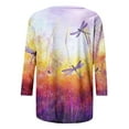 thumbnail image 4 of Qeaghou 3/4 Sleeve Tops for Women Casual Crewneck Floral Print Summer T Shirts Loose Fit Three Quarter Length Tunic Tops Lightning Deals Of Today, 4 of 6
