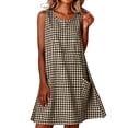 thumbnail image 2 of QUNYINEY A Line Sun Dresses for Women 2026 Midi Sleeveless Summer Plaid Tank Dress Crew Neck Beach with Pockets Loose Fit Dresses, 2 of 8