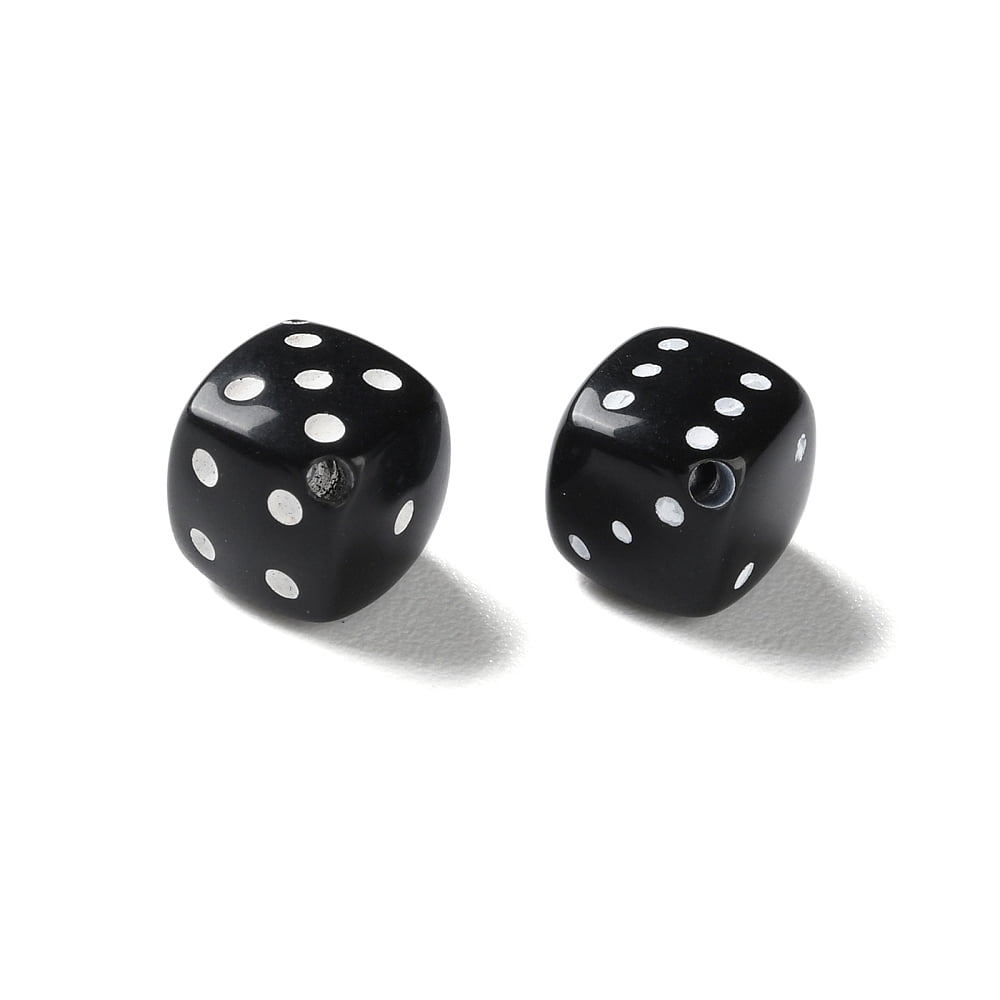 Opaque Acrylic Beads Dice Black 10x10.5x10.5mm Hole: 1.2mm 1219pcs/500g
