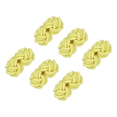 Uxcell 3 Pairs Silk Knot Cufflinks, Elastic Fabric Shirt Cufflinks, Twist Knot Dress Accessories Cuff Link for Men, Women, Business, Gift, Wedding, Lemon Yellow