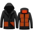 thumbnail image 3 of Feancey Unisex Heated Jackets Rechargeable Waterproof Hooded Jacket Smart Dual Control 9 Zones Electric Heated Coats 2025 Fashion Hiking Heating Coats with Hood Holiday Clearance Sale,Black,L, 3 of 10
