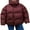 Burgundy, variant on Women's Winter Casual Puffer Coat Solid Color Long Sleeve Hooded Quilted Zipper Jacket