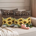 thumbnail image 2 of 2 Pack Outdoor Waterproof Throw Pillow Covers,Summer Vintage Sunflowers Brown Wood Decorative Square Patio Pillowcases for Chair Couch Sofa 16x16in, 2 of 9
