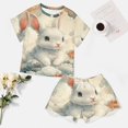 thumbnail image 4 of Easter Bunnies Rabbits Women's Ruffle Short Sleeve Tops And Shorts Cute Peeps Bunny Pajamas Sets, 4 of 7