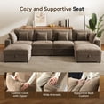 thumbnail image 4 of BedLuxury 140" Extra Large Modular Sectional Cloud Sofa with 2 Removable Storage Ottoman, Extra Deep Seat Couch, Living Room Furniture, Chenille Brown, 4 of 11