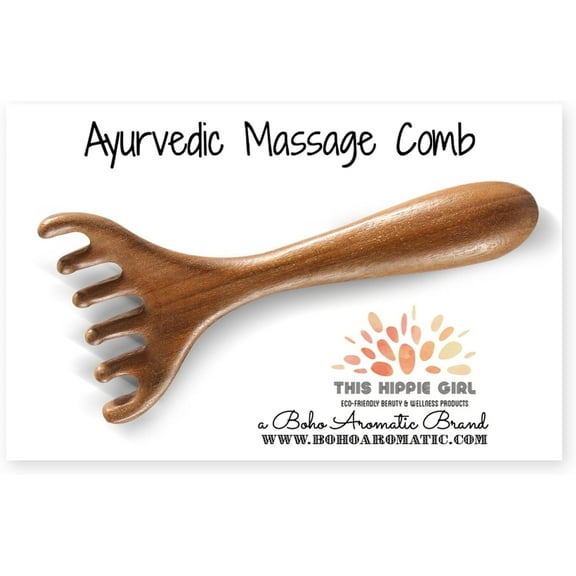 Ayurvedic Meridian Massage Comb – Sandalwood Wood Comb for Scalp, Head & Neck Gua Sha, Essential Oil Massager, Hair Growth & Relaxation Tool for Women