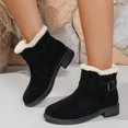 thumbnail image 2 of EKVAHL Women's Winter Ankle Boots, Faux Fur Lined Booties, Round Toe Low Block Heel Cold Weather Warm Boots Black, 2 of 5