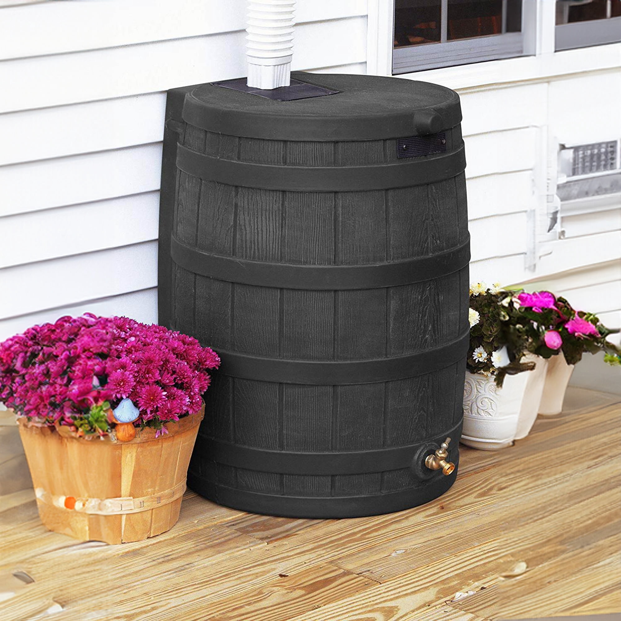 Good Ideas Rain Wizard 50 gal Plastic Rain Barrel w/ Brass Spigot (3 Pack)