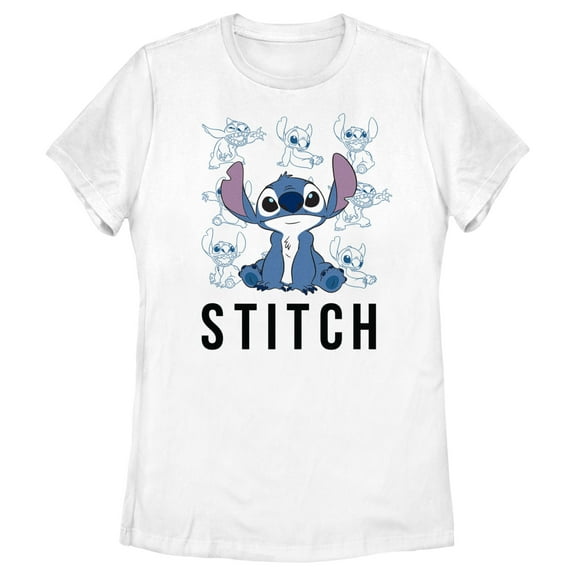Women's Lilo & Stitch Iconic Poses Collage Graphic Tee White Large