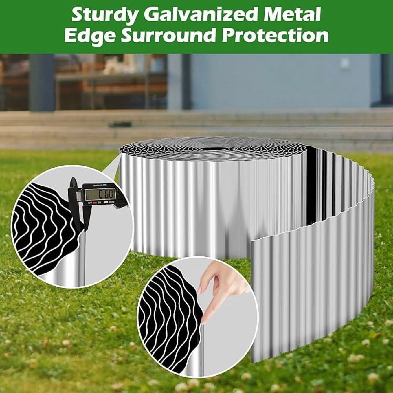 Corrugated Metal Garden Edging, 6'' x 20FT Landscape Border for Flower Bed, Lawn, Yard, Paver Silver