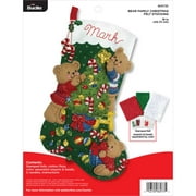 Bucilla Felt Applique DIY Christmas Stocking Kit, 18", Bear Family Christmas