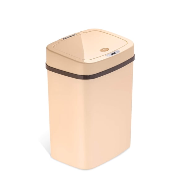 DZT-12-5WH Bedroom or Bathroom Automatic Touchless Infrared Motion Sensor Trash Can, 3 Gal 12 L, ABS Plastic (Rectangular, Cream) Trashcan