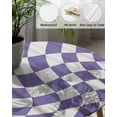 thumbnail image 3 of Abstract Purple White Checker Fitted Round Tablecloths Elastic Edged Table Covers 45"-54",Distortion Aesthetic Color Block Waterproof Dining Room Table Cloth for Kitchen Holiday Party Tables Decor, 3 of 6