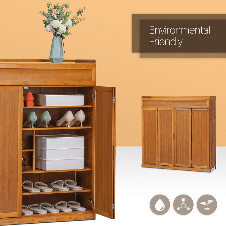 Slide Up Door Entryway Shoe Cabinet - 7 Tier - Brown – MoNiBloom