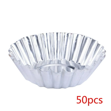 

50pcs Kitchen Aluminum Egg Tart Mold Reusable Cupcake Cake Cookie Pudding Lined Mould Tin Baking Tools