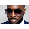 thumbnail image 3 of Retro Square Pilot Sunglasses Women Men 70s Vintage Trendy Silver Frame Black Lens, 3 of 9