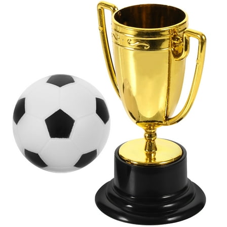 OUNONA Yellow Plastic and PU Kids Trophy for Recess Games Talent Shows Party Competitions 1 Set