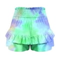 thumbnail image 4 of LEBONYARD Summer Clearance Womens Shorts,Trendy Women's Shorts with Elastic Waist,Women's Summer Solid Color High Waisted Shorts with Floral Pleated Hem Casual Shorts Green M, 4 of 5