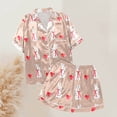 thumbnail image 5 of Yuncity Womens Easter Pajama Set Silk Satin Heart Shaped Rabbit Short Sleeve Button Down Shirt Shorts Pjs Loungewear Sleepwear Beige Xl, 5 of 5