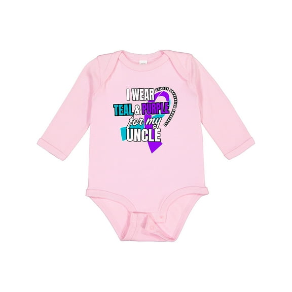 Inktastic Suicide Prevention I Wear Teal and Purple For My Uncle Boys or Girls Long Sleeve Baby Bodysuit
