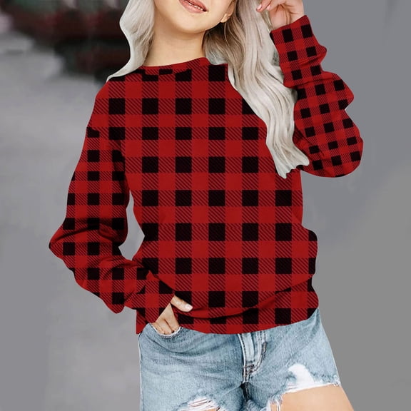 Fesfesfes Long Sleeve Shirts For Boys Girls Crewneck Oversized Sweatshirt Children Fashion Long Sleeve Pullover Tops 1-12 Years