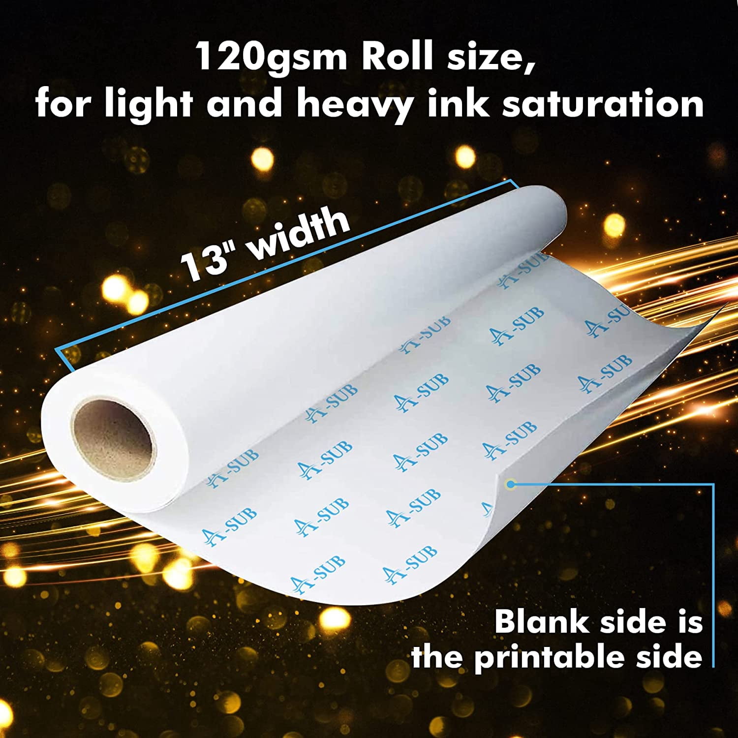 A-SUB Sublimation Paper Roll 120gsm 13 Inch x 110 Feet Quick Drying Sublimation Roll Paper 13" x 110ft Compatible with Epson Printer with Sublimation Ink