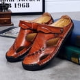 thumbnail image 6 of Mens Closed Toe Leather Sandals Summer Casual Fisherman Sandals Walking Outdoor Beach Shoes, 6 of 8