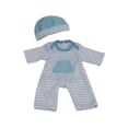 thumbnail image 1 of JC Toys | Berenguer Boutique | La Baby Doll Outfit | 2 Piece Blue Striped Onesie|Washable| Ages 2+ | Fits Dolls 9- 12, 1 of 4