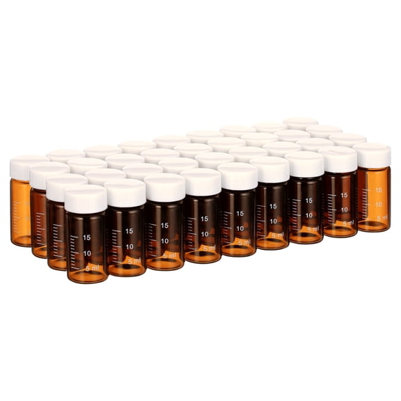 0.67oz Refillable Empty Carrier Oil Kit Essential Oil Bottles 20ml Amber Bottles with Graduation and White Cap 36Pcs