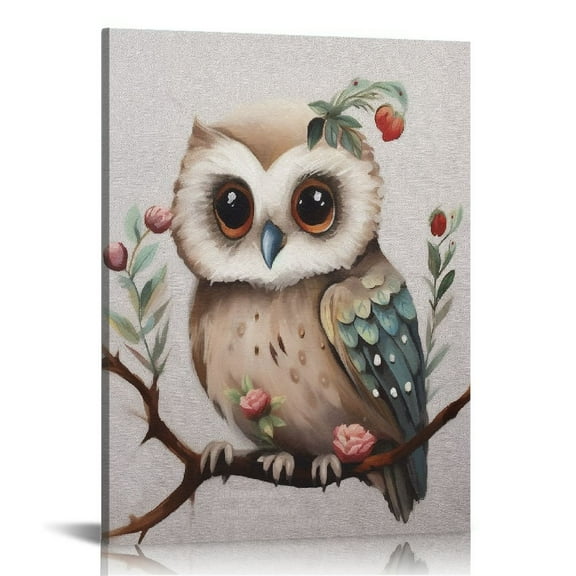 COMIO  Cute Animals Watercolor Paint Owl Wall Decor Canvas Print Kids Room Decor Wall Art Room Decor Nursery Decor