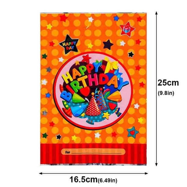 Bolsa de regalo para fiesta de cumpleaños, envoltorio de plástico con película de aluminio y estrellas de colores, 10/20/30 piezas