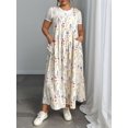 thumbnail image 4 of Vestido de Verano para Mujer, Talla Grande, Informal, Sin Mangas, con Tirantes Finos, para Playa Flores de Albaricoque XL, 4 of 7