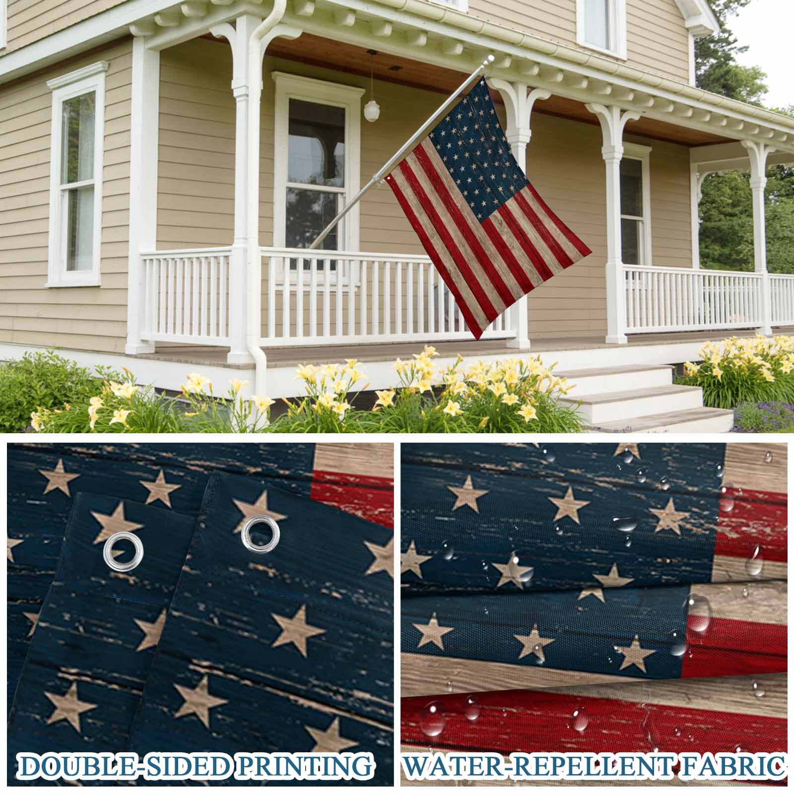 4th of July Flags for Outside 3x5 ft USA Flag Outdoor Flags Double Sided Grommets House Banner Patriotic Stars Red White and Blue Patio Yard Flag for Outdoor Party Porch Independence Day Decor
