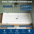 thumbnail image 3 of Bingirl 60x32 Inch Right Drain Shower Pan - Single Threshold Base Non-Slip Textured Surface Lightweight ABS Shower Base Easy Install With Drain Kit, 3 of 8