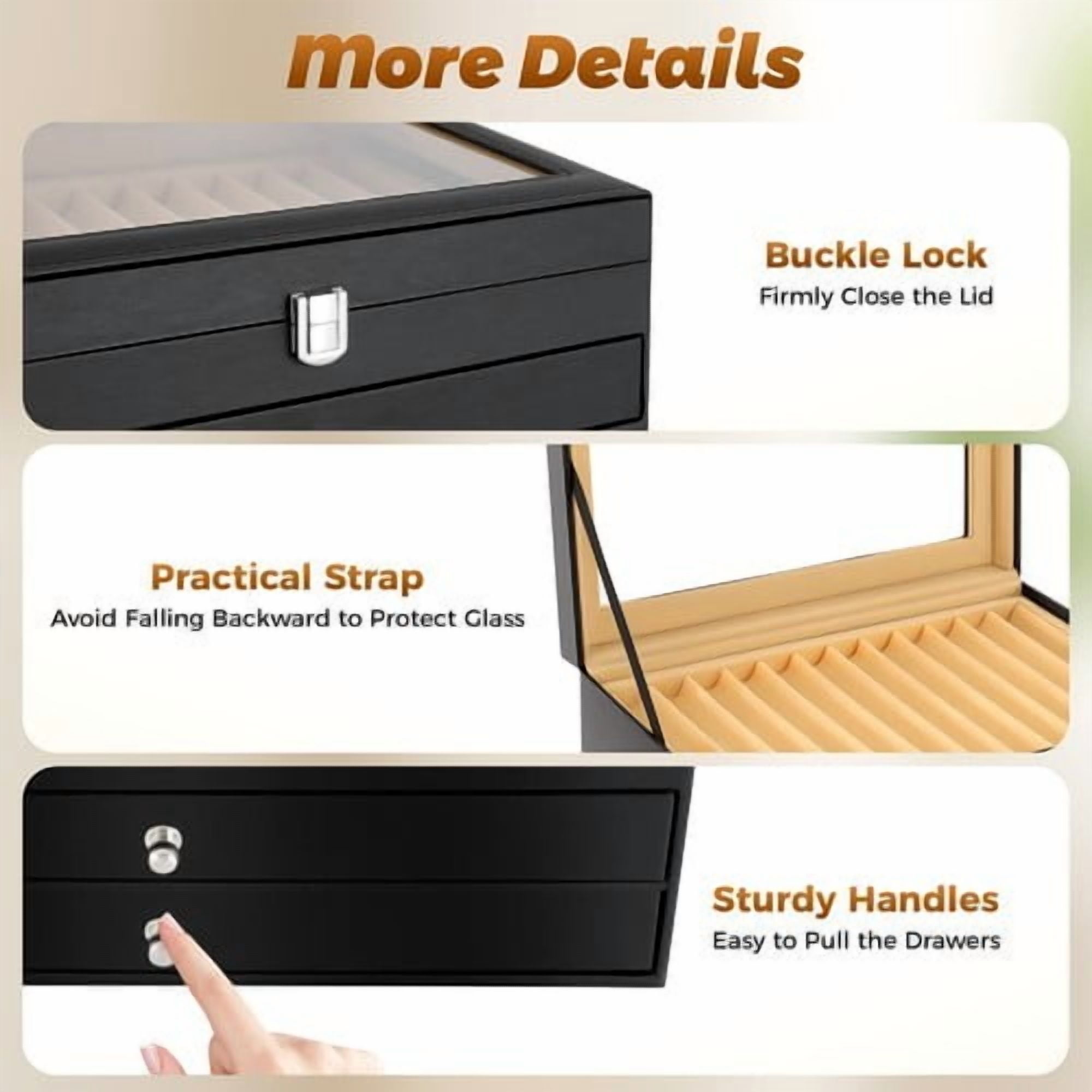 3-Layer 36-Grid Fountain Pen Storage Box Fountain Pen Leather Organizer Showcase for Study Rooms, Offices