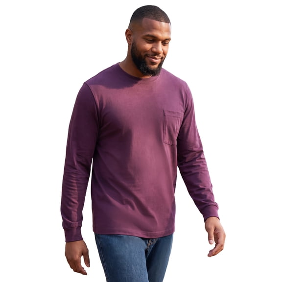 Boulder Creek by KingSize Men's Big & Tall Heavyweight Crewneck Long-Sleeve Pocket T-Shirt