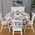 thumbnail image 2 of Red Christmas Farm and Truck Pattern Round Tablecloth 60"x60",Wrinkle Wipeable Table Cloth for Kitchen Dining Room Picnic Patio Party, 2 of 6