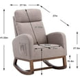 thumbnail image 2 of BISHE Modern Rocking Chair with Wood Legs and Side Pocket, Glider Recliner Armchair with High Back, Comfortable Accent Chair for Nursery, Living Room, Bedroom(Grey), 2 of 8