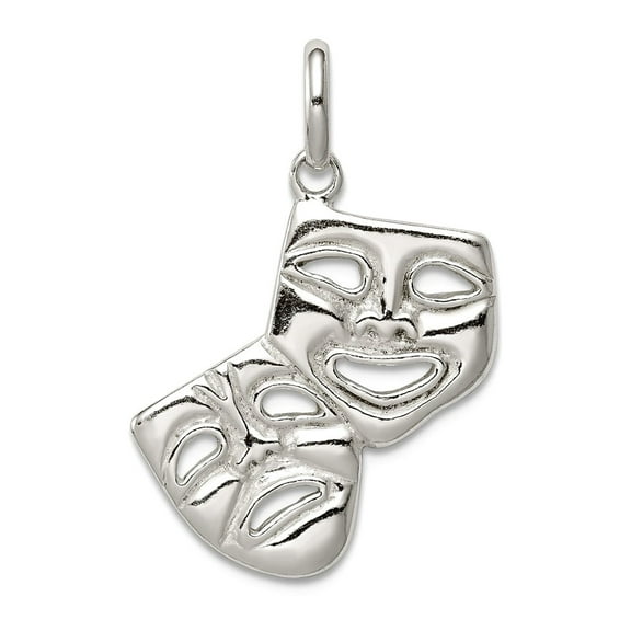 925 Sterling Silver Solid Polished Comedy Tragedy Charm 21x18mm Wide Pendant Necklace for Women