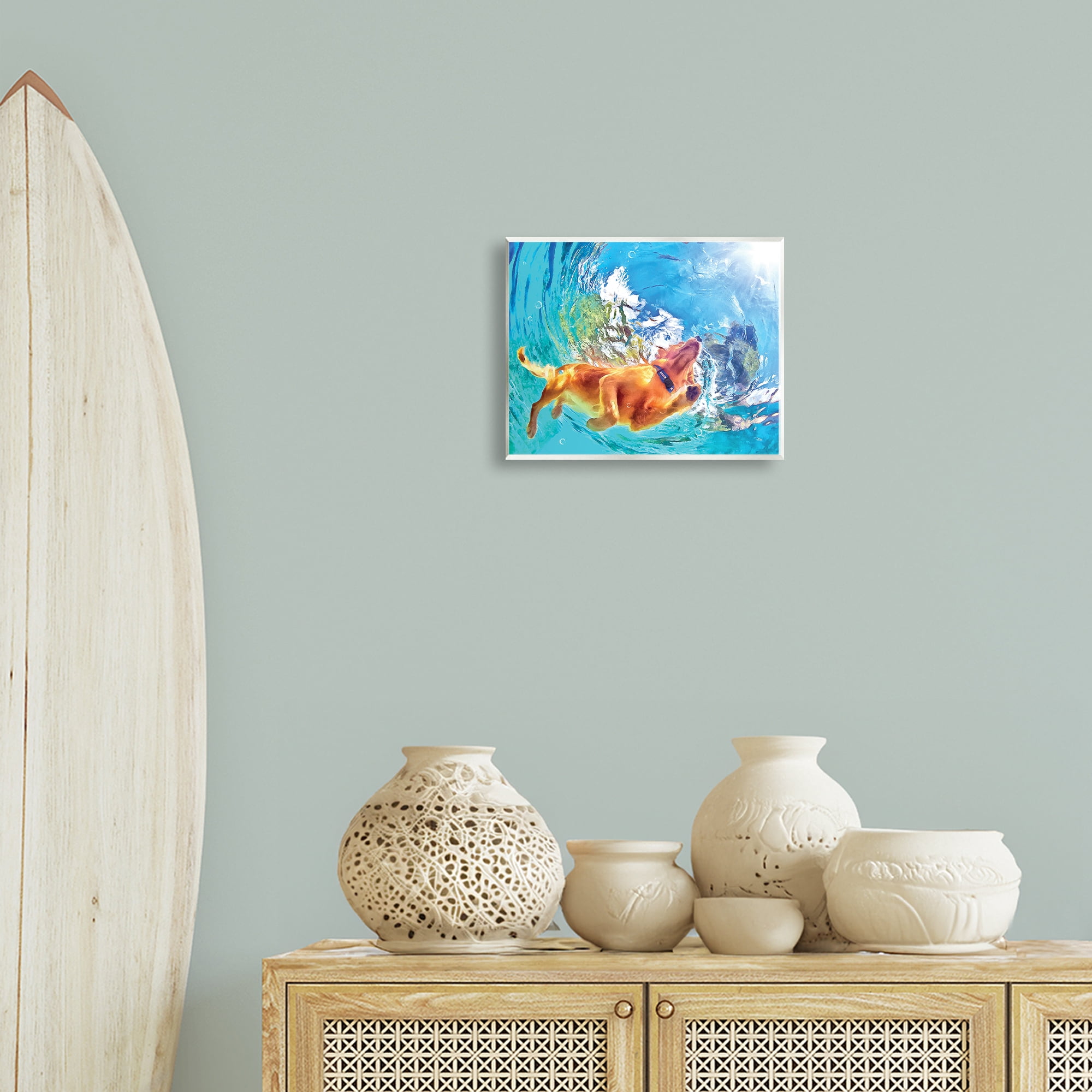 Stupell Industries Underwater Swimming Dog Animals & Insects Painting Unframed Art Print Wall Art, 14 x 11