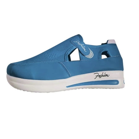 

LIANGP Women s Sandals Casual Shoes For Women Spring Summer Flat Fly Woven Breathable Paste Casual Mesh Shoes Women s Shoes Blue Size 6.5