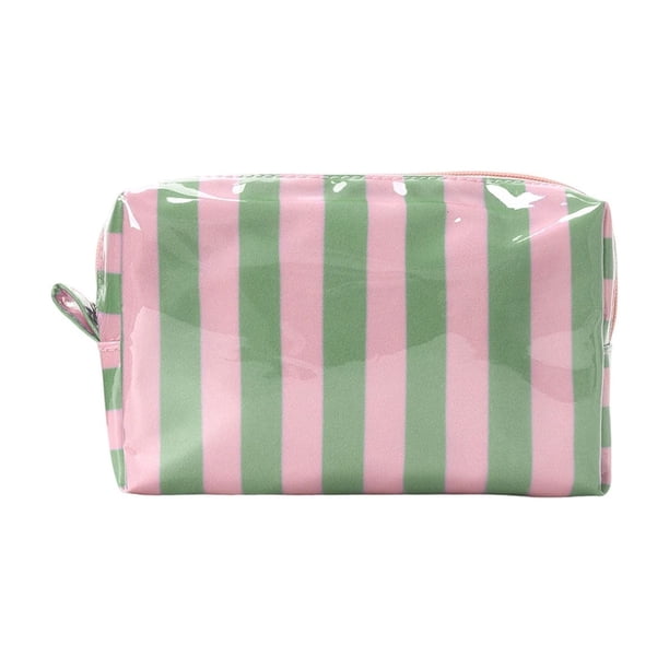 Neceser de PVC a rayas,impermeable,transparente,con cremallera,organizador de viaje para cosméticos,cuidado de la piel,pequeños accesorios,para el hogar,el gimnasio o para uso diario.