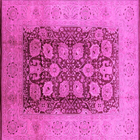 Ahgly Company Indoor Square Oriental Pink Traditional Area Rugs, 3' Square