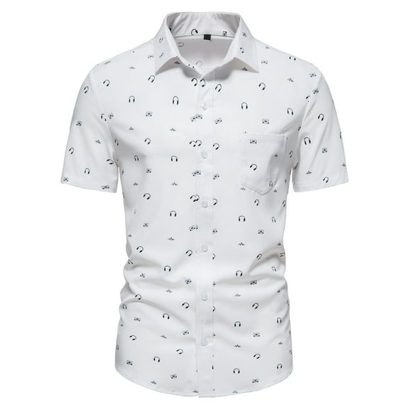 IROINNID Men's Fashion Summer Print Casual Business Short Sleeve Shirt