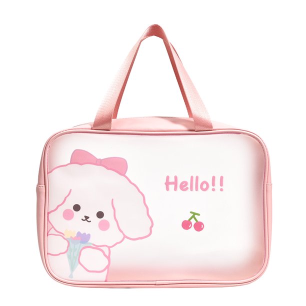 Bolsa de viaje transparente bolsa de aseo esmerilada bolsa de viaje transparente bolsa de aseo de PVC impermeable translúcida esmerilada para cachorros de cereza bolsa para ANGGREK Otros