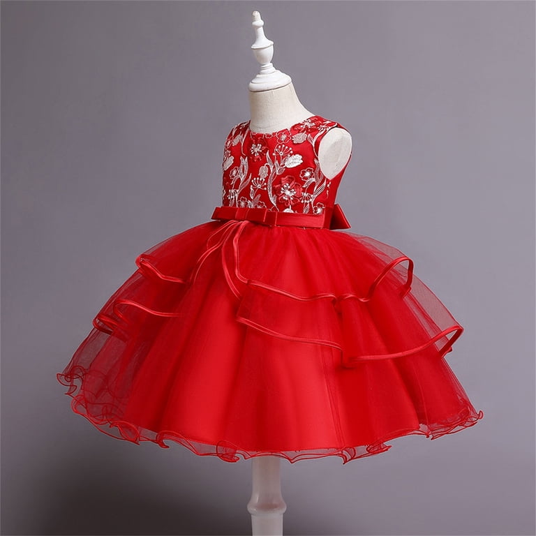 Dresses for Girls 4-5 Years A-Line Kids Baby Spring Summer Print Sleeveless  Bow Tie Party Fit & Flare Red Tutu Dress - Walmart.com