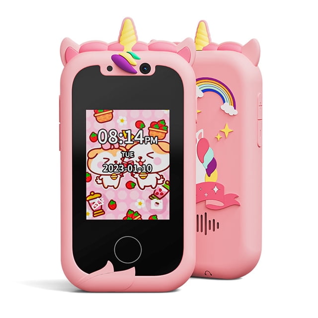 Teléfono Juguete Infantil con Cámara Dual - Aprendizaje Divertido para Niños 3-8 Años, Pantalla Táctil 2.4", Juegos Educativos, Música y Funda Protectora de Unicornio - Regalo Perfecto para