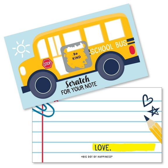 Big Dot of Happiness Back to School Kids Lunch Box Notes - Scratch Off Cards, 22 Count