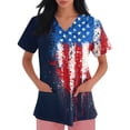 thumbnail image 3 of 250th Anniversary USA Scrub Tops Women American Flag Print Stretch V Neck Scrubs 4th of July Nurse Working Uniforms with Pockets, 3 of 4
